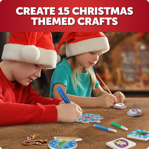 15 Blue Marble Santa's Christmas Craft Kit for Kids - Magical Christmas Crafts for Kids, Make Suncatchers, Paint