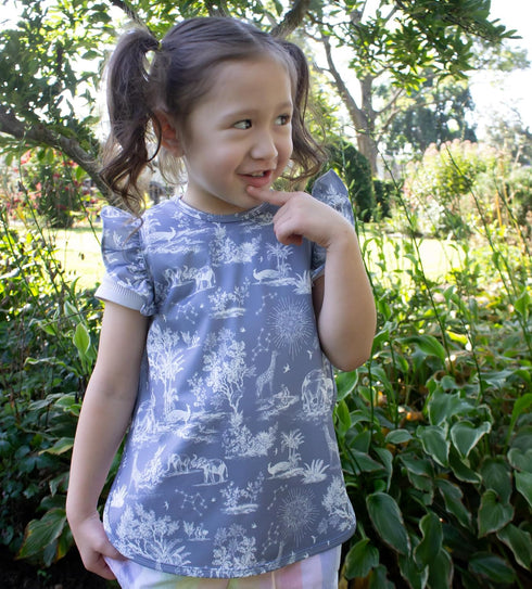 6m-3T BapronBaby Flutter Savanna Blue Bapron - No Neck Tie Safer Bib for Baby & Toddler - Soft Waterproof Stain
