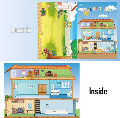 Magnetic Portable Playboard Doll House Family Magnets for Toddler Kids, Perfect Preschool Learning Travel Toy (65 Pcs)