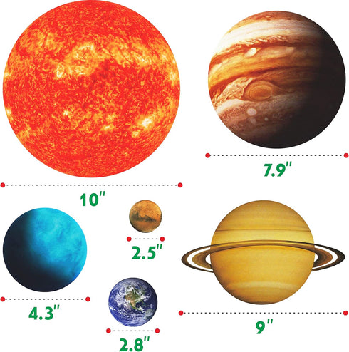 Giant Magnetic Solar System with 12 Individual Briefing Magnets - Perfect for Toddlers and Kids