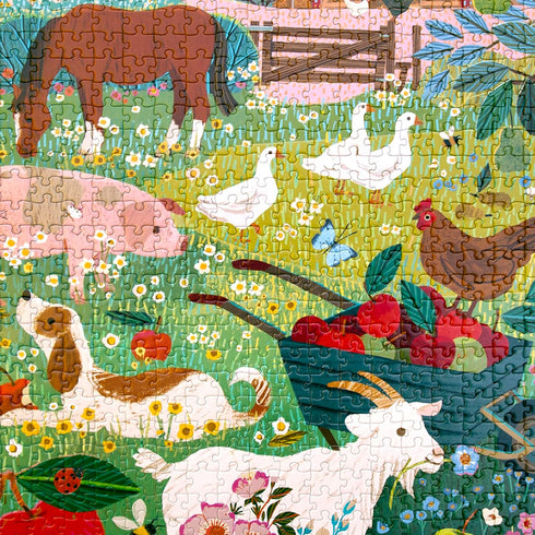 1000 23" 23" eeBoo Piece Puzzle - English Pastures Jigsaw Puzzle for Adults, Square x Made with Recycled Board