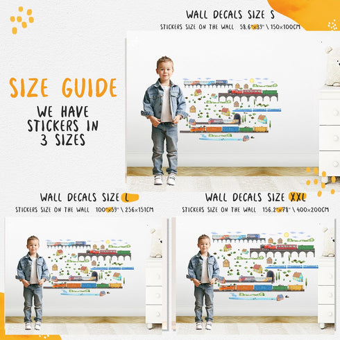 Train Wall Decals for Kids by Lipastick - Educational Railroad Wall Stickers for Boys and Girls - Peel and Stick