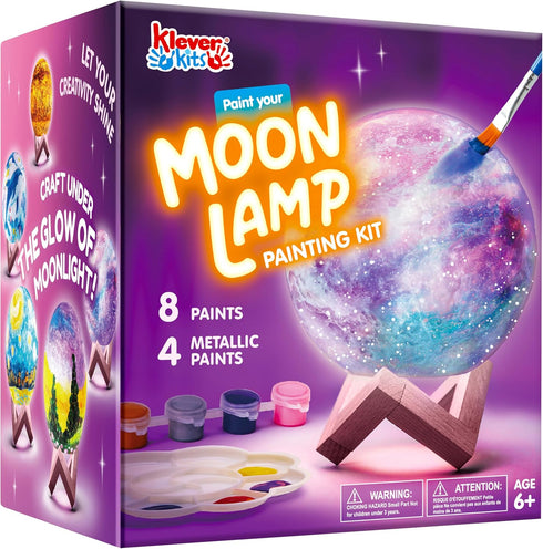 Klever Kits DIY 3D Moon Night Light, Paint Your Own Moon Lamp Kit, Galaxy Lamp Arts and Crafts for Kids Birthday Gifts