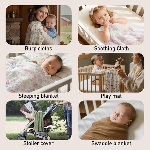 (35" 40") 2-Pack GLLQUEN BABY Muslin Swaddle Blankets Breathable Receiving Blankets x Soft Baby Blankets for Girls