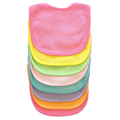 8 Pack 8 Count Neat Solutions Multi-Color Solid Knit Terry Feeder Bib, Girl