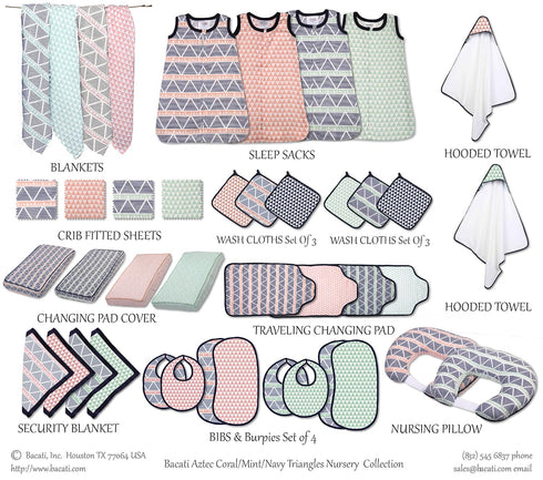 Cloths(Set 3) (Set 3 Bacati - Tribal/Aztec Cotton Muslin Fabric Hooded Towels/Wash of of Wash Cloths, Triangles