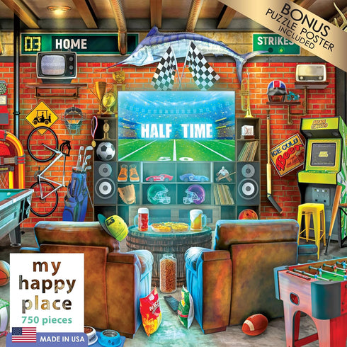 RoseArt - My Happy Place - 750 Piece Jigsaw Puzzle for Adults - Man Cave