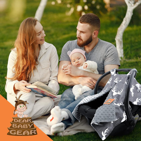 40x30 Cozy Dear Baby Gear - Car Seat Canopy, Infant Carrier Cover for Boys & Girls, Fall, Nursing & Stroller Use