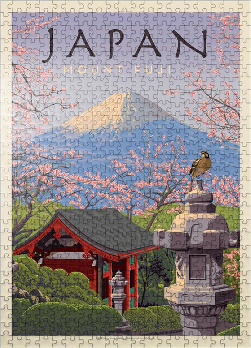 MyPuzzle Japan: Vintage Poster - Premium 500 Piece Jigsaw Puzzle for Adults, Mount Fuji