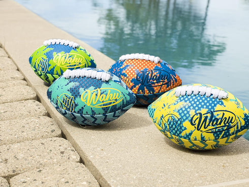 Wahu 100% Waterproof Mini Beach Football - 6.5" Teal/Yellow Outdoor Mini Football for Pool and Beach Play.