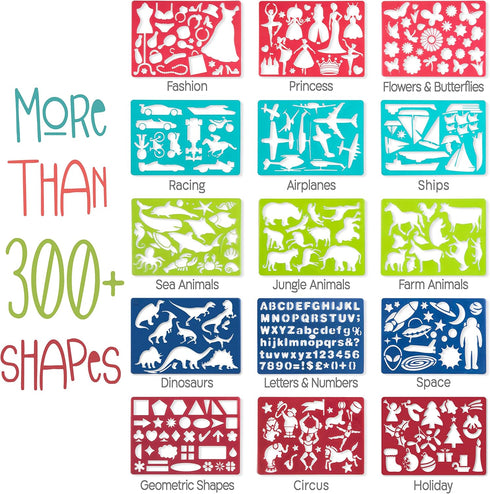 63 4-8 8-12 Set- 15 260+ Kipipol Pcs Drawing Stencils for Kids Ages - and Up - Arts and Crafts for Girls and Boys