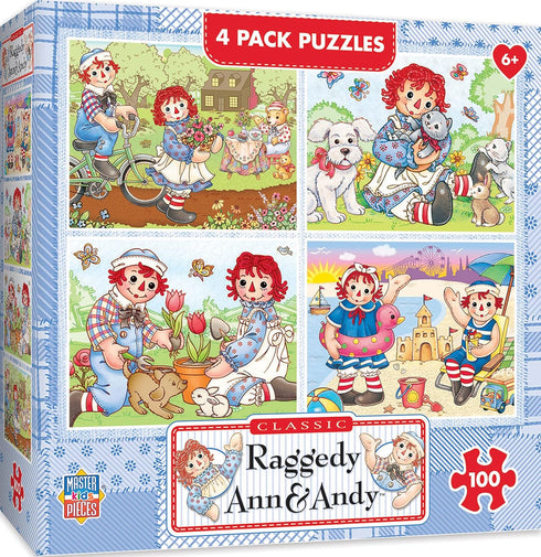 MasterPieces Puzzle Set - 4-Pack 100 Piece Jigsaw Puzzle for Kids - Raggedy Ann 4-Pack