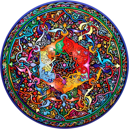 Bgraamiens 1000 Pieces Round Puzzle - Mandala Blossom Color Challenge Jigsaw Puzzles for Adults and Kids