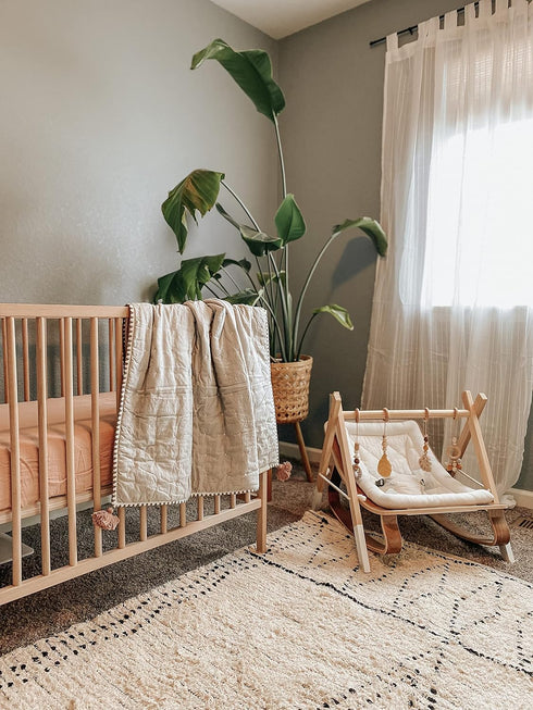 28w 52h 9d Crane Baby Fitted Sheet, Soft Cotton Fitted Sheet for Cribs and Nurseries, Beige Copper, x x