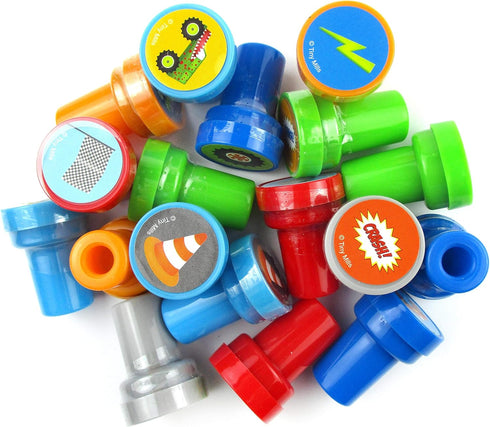 TINYMILLS 24 Pcs Monster Truck Assorted Stamps for Kids - Self Ink Stamps for Birthday Party and Classroom Rewards