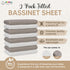 100% Cozy 2 Pack Bassinet Sheet for Bassinet Mattress - Organic Jersey Knit Cotton - Snuggly Soft & Sheets Fitted