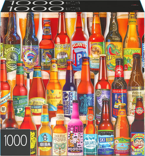 2-Pack of 1000-Piece Jigsaw Puzzles for Adults, Families, and Kids Ages 8 and Up, Perfume and Craft Beer Bottles