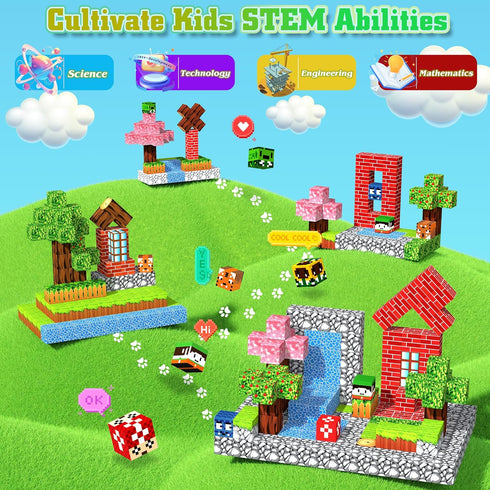 150PCS Set 3+ Magnetic Blocks-Magnetic Building Blocks Magnet Toys Stacking Forest World with Magnet Construction Toys