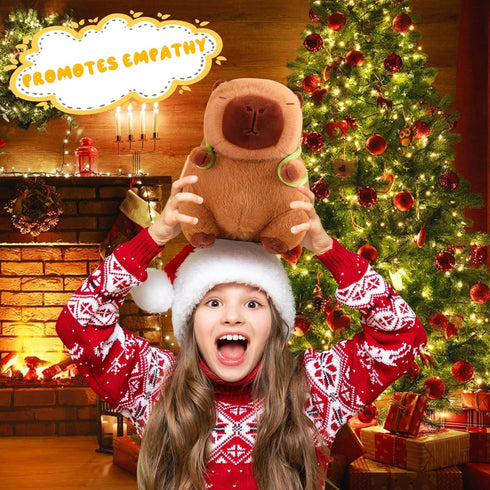 9.8in Capybara Plush, Cute Stuffed Animals with Turtle Backpack, Kawaii Plushie Toys for Kids