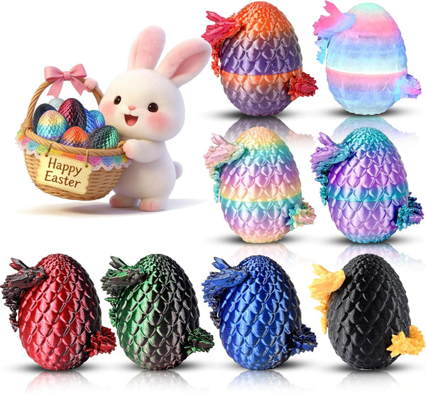 8pcs 3D Printed Dragon Eggs with Dragons Inside, Articulated Fidget Toys Set,