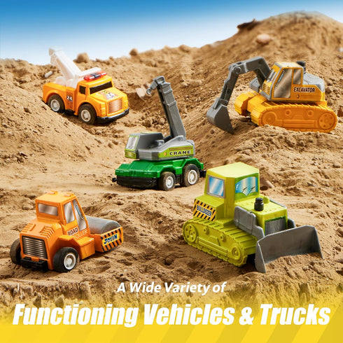 18 Set, 3-5, JOYIN Pcs Pull Back City Cars and Trucks Toy Vehicles Friction Powered Mini Cars Toys for Toddlers, Party