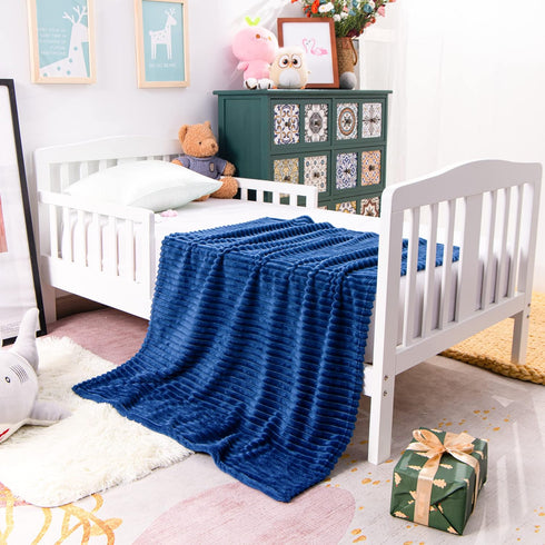 NTBAY Plush Flannel Baby Blanket, 30x40 Inches Navy Blue Cozy Unisex Toddler Blanket for Stroller, Crib, Travel