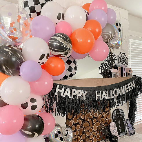 Spooktacular Black & White Halloween Ghost Balloons - 11" (Pack of 48), Premium Quality for Creepy Decor