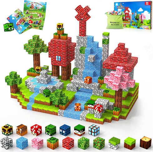 150PCS Magnetic Blocks-Magnetic Building Blocks Magnet Toys Set Stacking Forest World with