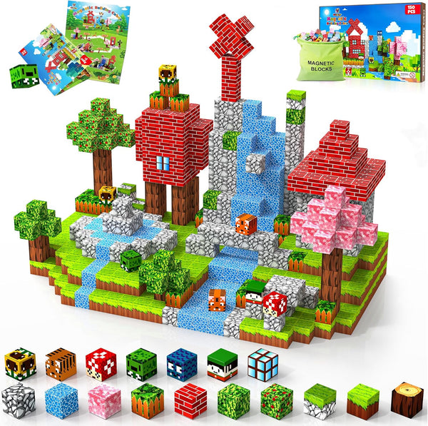 150PCS Magnetic Blocks-Magnetic Building Blocks Magnet Toys Set Stacking Forest World with