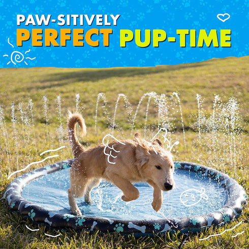 SplashEZ Non Slip Splash Pad for Kids and Dogs, 69’’ Extra Large Sprinkler for Summer Water Fun