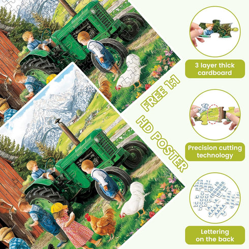 FaPtoo 2-Pack 300 300 Countryside 20.5 15 Pieces Puzzles for Adults, Friendship Farm Puzzles Pieces, Warmth Childhood