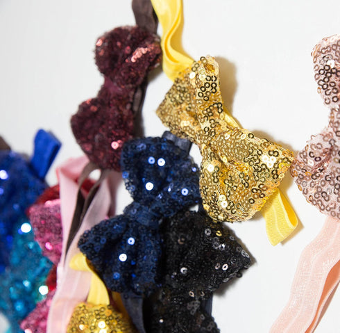 CÉLLOT 15pcs Baby Girl Headbands - Sparkly Glitter Sequins 4" Big Hair Bows for Infant Newborn and Toddlers