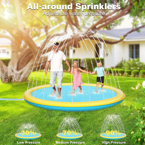 94'' Summer Thicken Splash Pad, Non-Slip Splash Pad for Kids and Dogs, Toddler Sprinkler Pool & Splash Play Mat