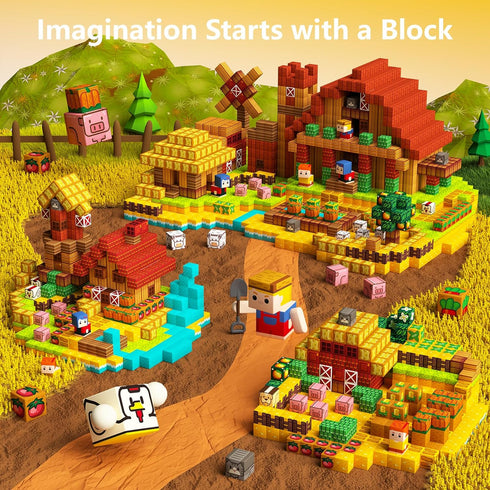 200PCS Set, 3 4 5 6 7 8 9 10 11 12 idoot Magnetic Building Blocks Farm Themed Animal Magnetic Cube STEM Toys