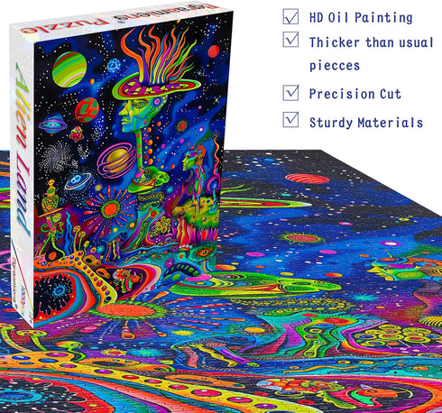Bgraamiens 1000 Pieces Alien Land Rectangle Puzzle - Fun Graffiti Colorful Jigsaw for Adults and Kids