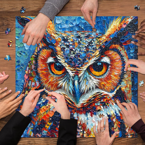 PICKFORU Owl Puzzles 1000 Pieces - Hard Impossible Jigsaw Puzzles Owl Painting, Challenging Decor