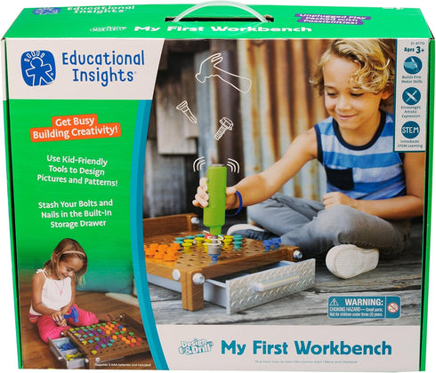 Educational Insights Design & Drill My First Workbench, 125 Pieces Drill Toy, STEM & Construction for Ages 3+