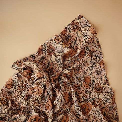mushie Muslin Baby Swaddle Blanket | 100% Organic Cotton (Retro Flowers) by mushie
