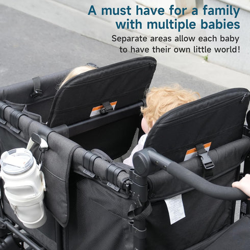 W4 (4 W4 Forward-Facing Bus-Style Seating Upgrade Stroller Wagon Support Bar Compatible with Wonderfold Elite/Luxe