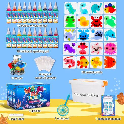 20 3+ Teexpert Magic Water Elf Toy Kit - Aqua Fairy DIY Squishy Maker Craft Kit for Kids, Boys and Girls, Magic Colors
