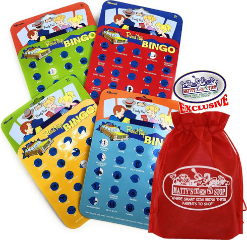 Toysmith Road Trip Bingo Cards Gift Set, Red, Blue, Green & Orange - 4 Pack with Bonus Storage Bag