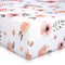 Pink Floral Girl Crib Sheet - 100% Combed Cotton, Breathable Watercolor Rose Baby Girl Crib Sheets