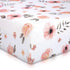 Pink Floral Girl Crib Sheet - 100% Combed Cotton, Breathable Watercolor Rose Baby Girl Crib Sheets