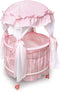 Badger Basket Toy Royal Pavilion Round Doll Bed with Canopy and Bedding for 18 inch Dolls, Pink/White