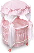 Badger Basket Toy Royal Pavilion Round Doll Bed with Canopy and Bedding for 18 inch Dolls, Pink/White