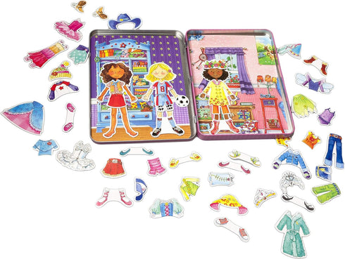 Bendon Daisy Girls Dress Up Magnetic Tin Playset, 3 Illustrated Magnet Sheets and Dual Playscenes