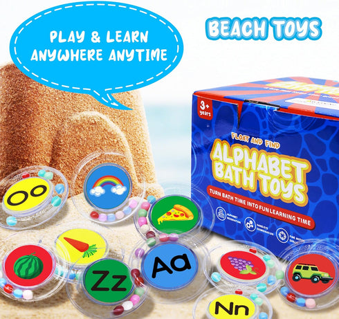 Baby Bath Toys 26pcs Alphabet Letters, Mold Free Floating Bathtub Toys Set with Mesh Bag for Kids Toddlers Ages 2-5 -