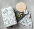 Miaoberry Organic Muslin Swaddle Blankets - Matching Hat and Wooden Hello World Newborn Sign, Eucalyptus Photography