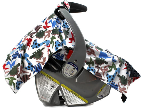 Dear Baby Gear Deluxe Car Seat Canopy - Infant Car Seat Cover with Prehistoric Dinosaur Design