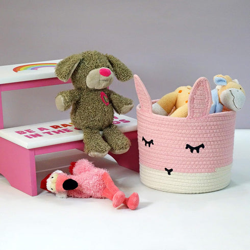 Cute Pink Bunny Toy & Storage Basket - Perfect for Nursery Decor